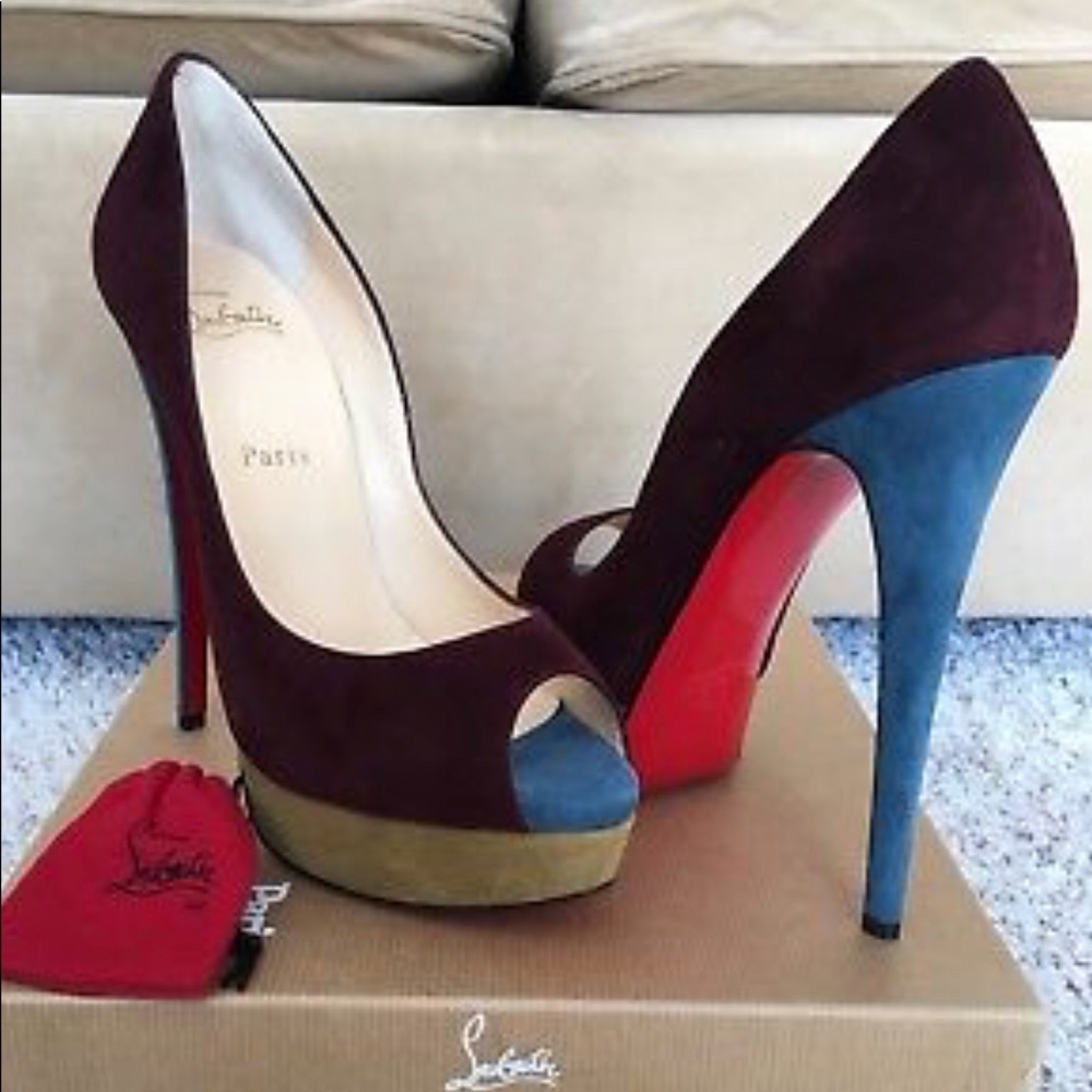 Christian Louboutin Lady Peep 150 Suede Colorblock